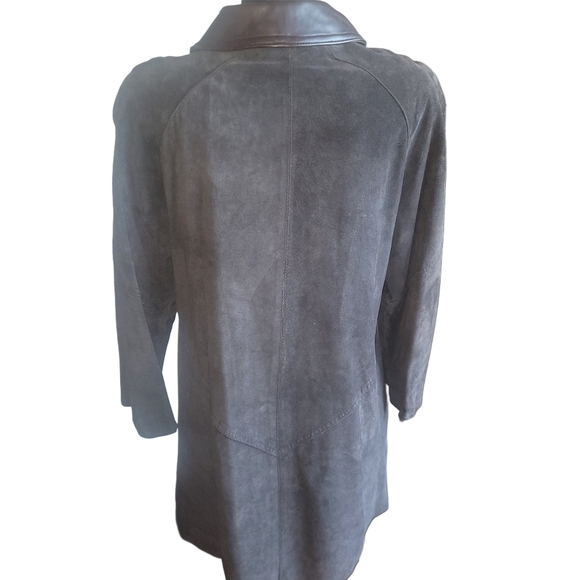 Oscar Leopold Vintage Mid Length Brown Suede Jacket XS - Picture 9 of 9